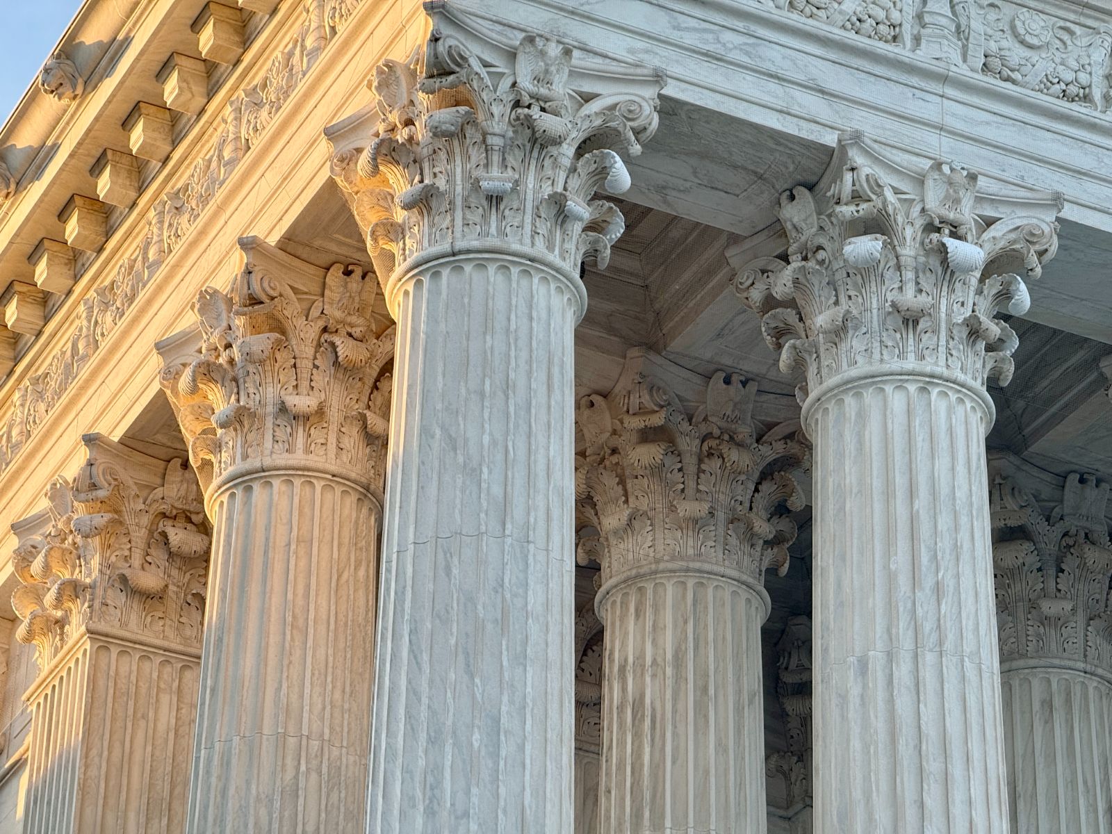 Corinthian columns of a courthouse facade